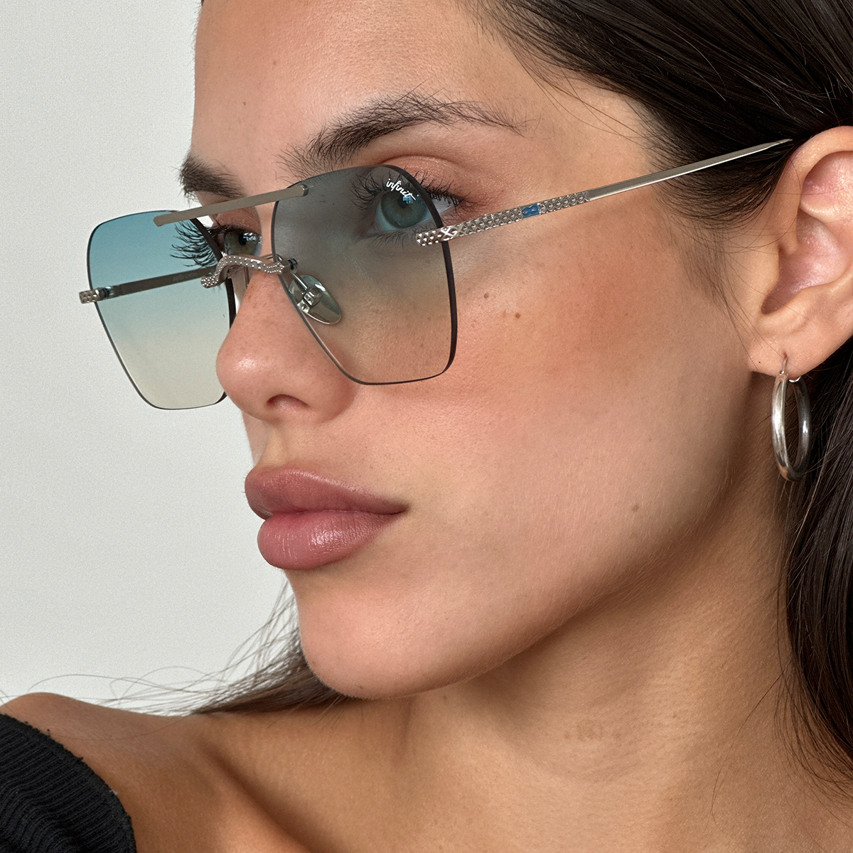 Lentes de Sol - Metal Premium Series - Lyon - Plateado - Lente Celeste Degrade