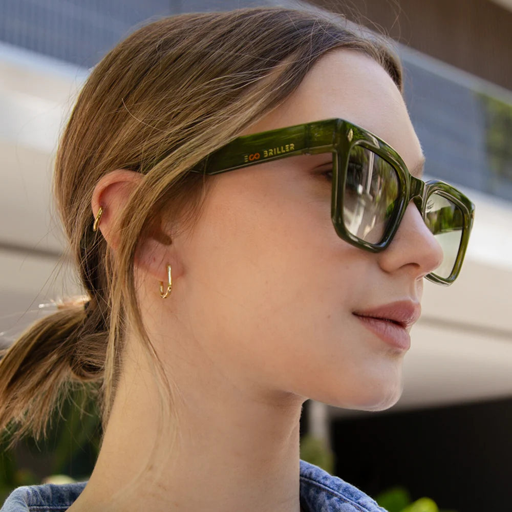 Lentes de Sol - Jacobs Eco Briller - Olive - Lente verde degradado