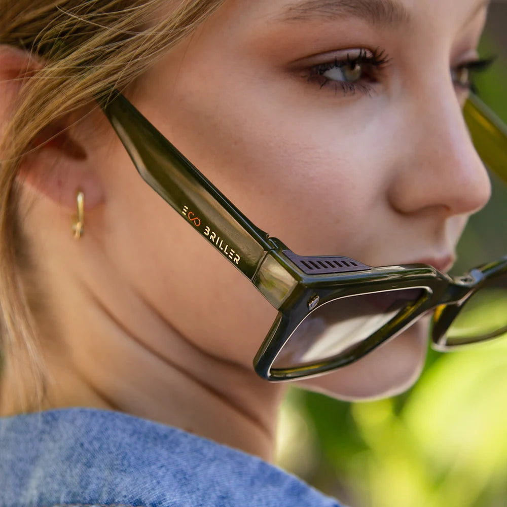 Lentes de Sol - Jacobs Eco Briller - Olive - Lente verde degradado
