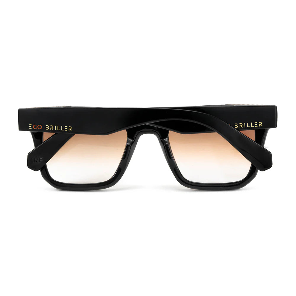 Lentes de Sol - Jacobs Eco Briller - Black Shiny - Lente marrón degradado