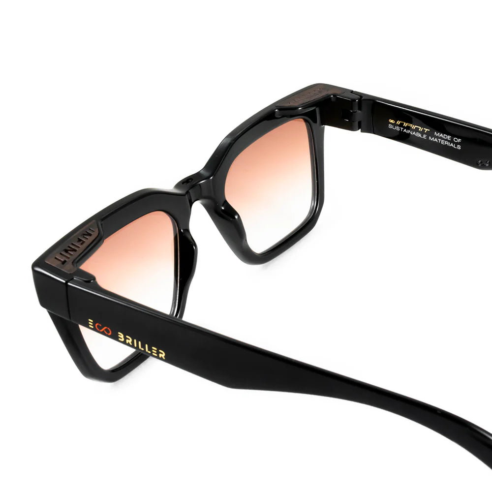 Lentes de Sol - Jacobs Eco Briller - Black Shiny - Lente marrón degradado