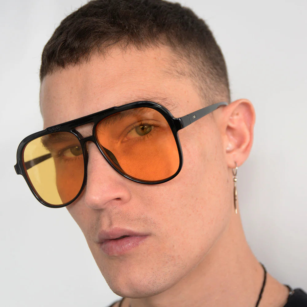 Lentes de Sol - Triple XXX - Black Shiny - Lente amarilla