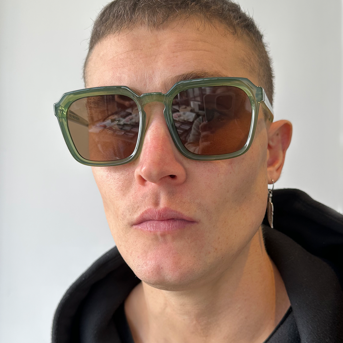 Lentes de Sol - Monaco - Verde translĂșcido - Lentes marrones