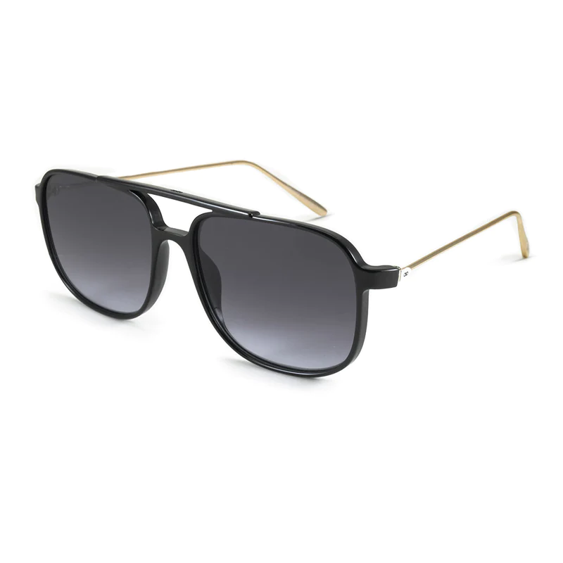 Lentes de Sol - Caravan - Metal Black Shiny - Lente gris degradado