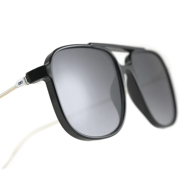 Lentes de Sol - Caravan - Metal Black Shiny - Lente gris degradado