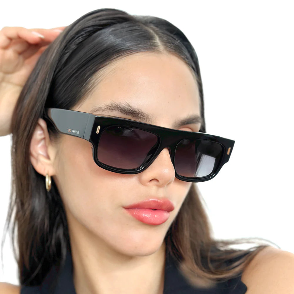Lentes de Sol - Glasgow Eco Briller - Black Shiny - Gris Degrade