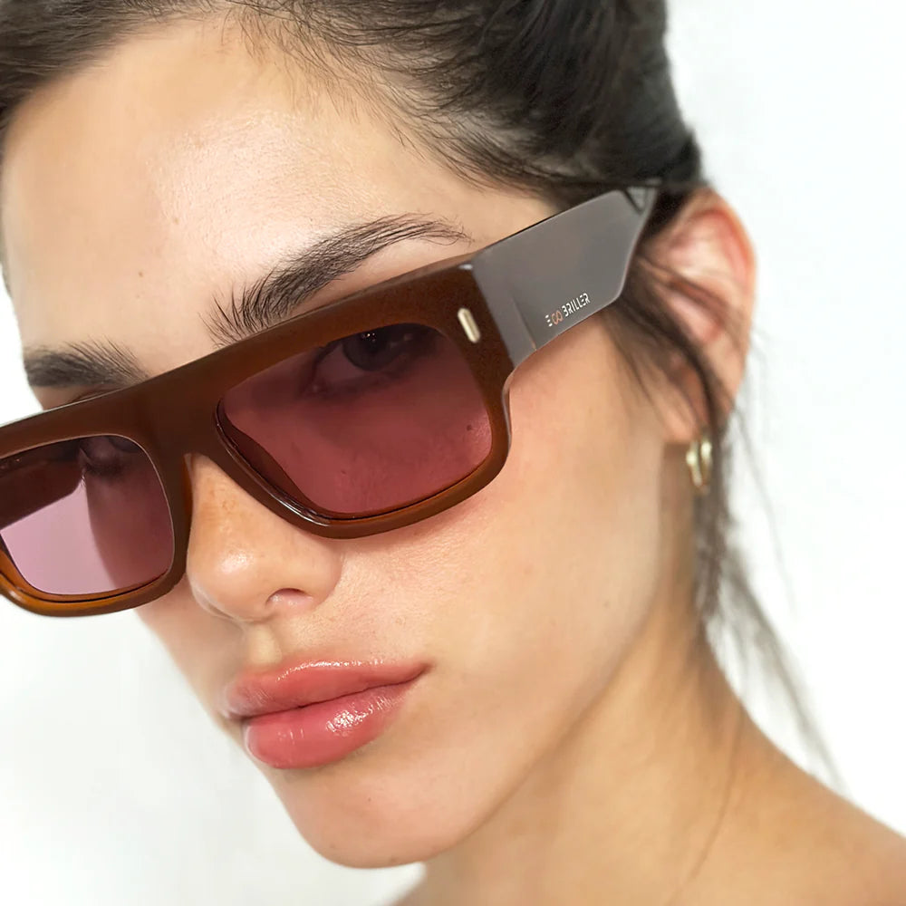 Lentes de Sol - Glasgow Eco Briller - Marrón - Lente rosa