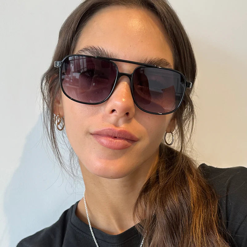 Lentes de Sol - Caravan - Metal Black Shiny - Lente gris degradado