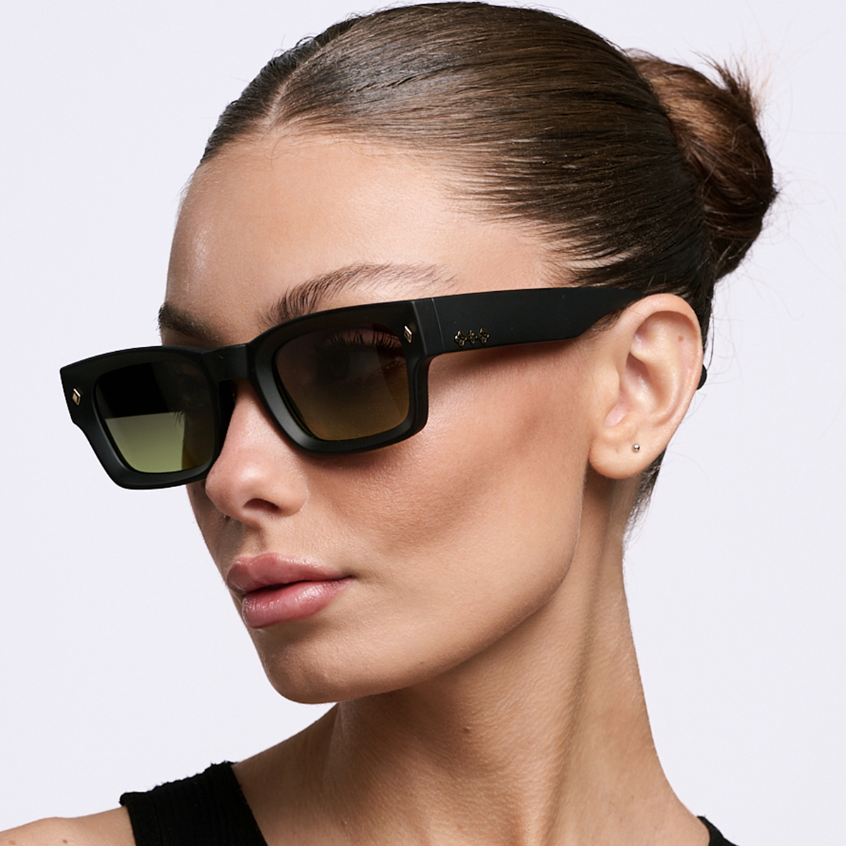 Lentes de Sol - Admiration Negro Mate Lente Verde Musgo Degrade