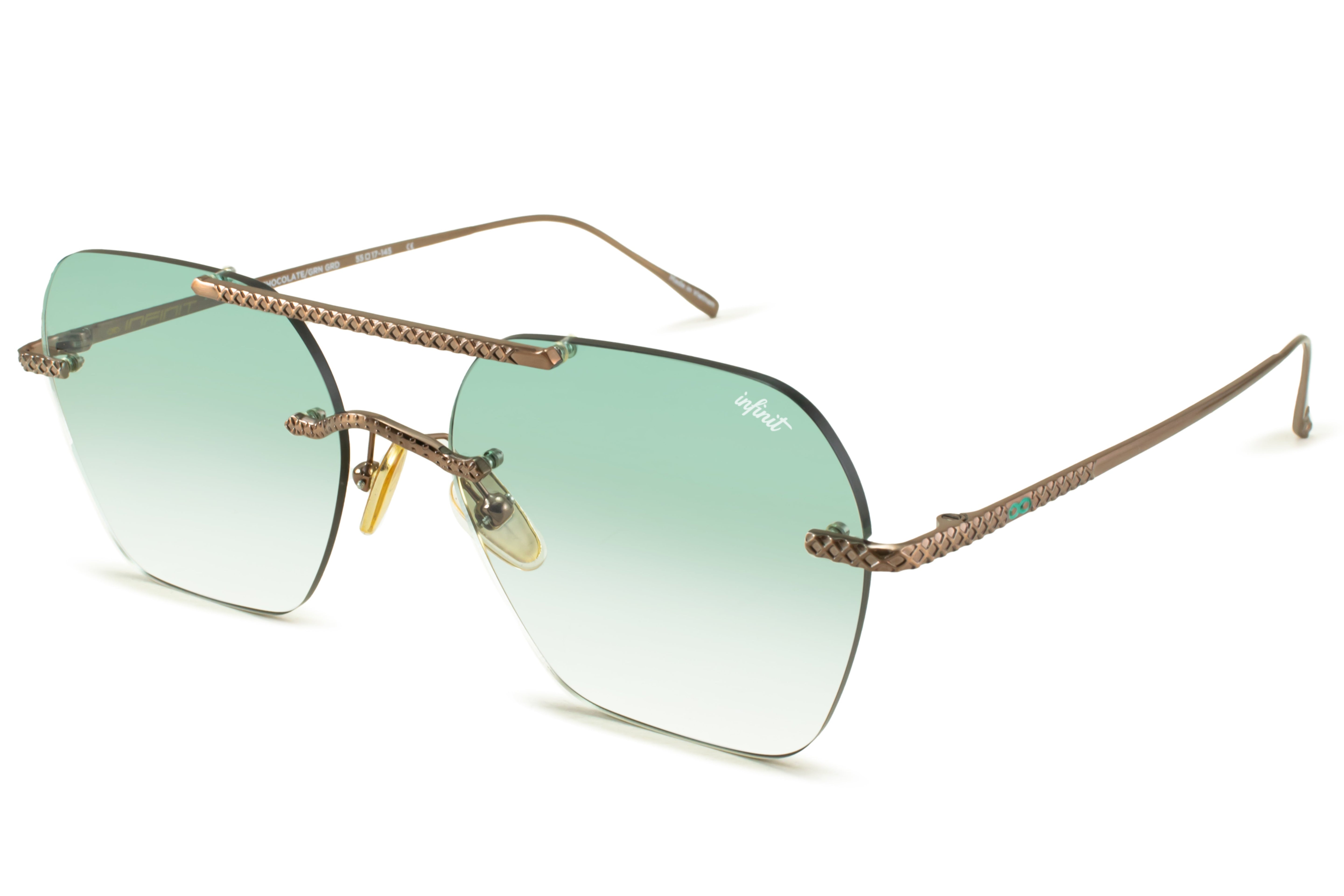 Lentes de Sol - Lyon Metal Premium Series - Chocolate - Lente Verde Degrade