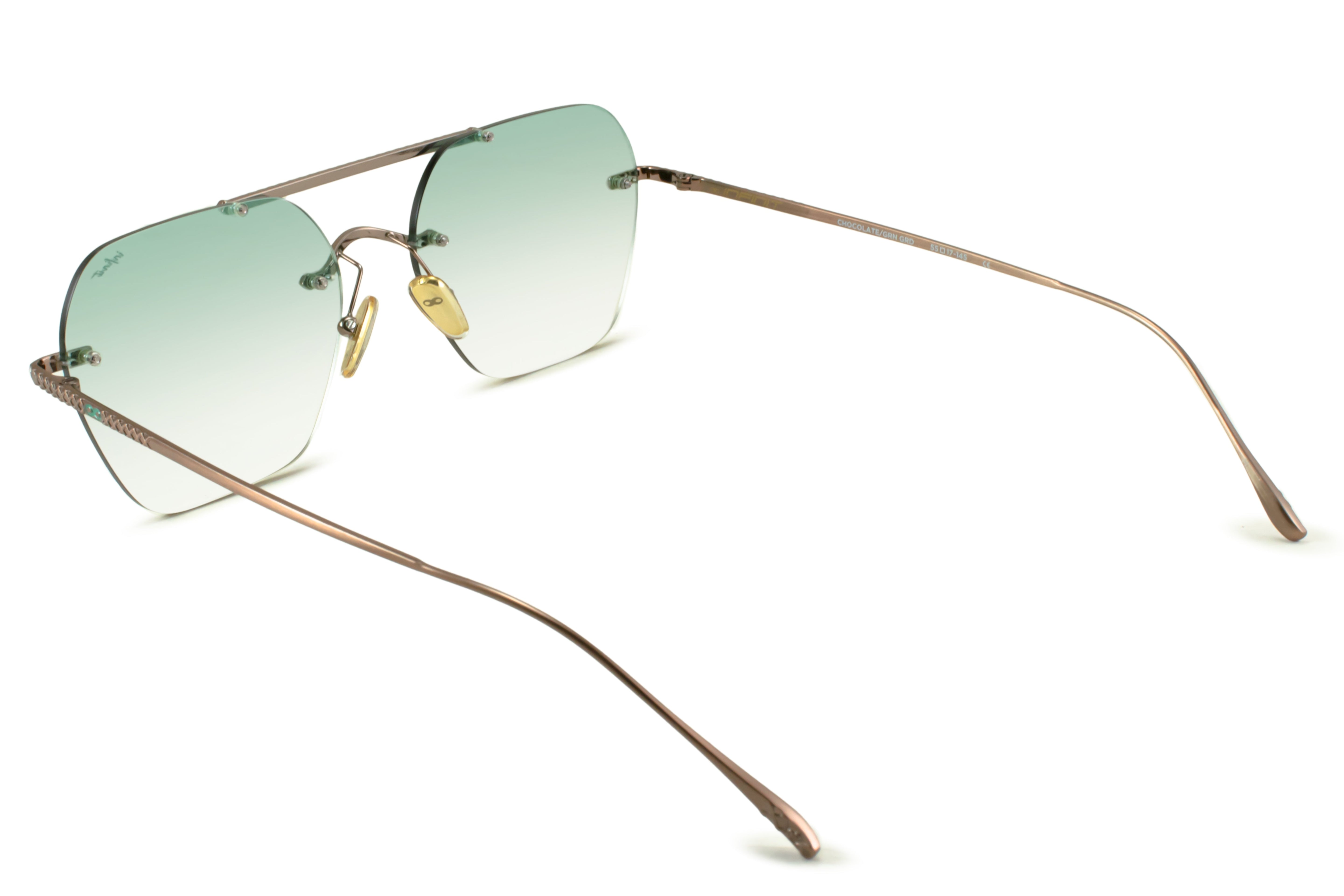 Lentes de Sol - Lyon Metal Premium Series - Chocolate - Lente Verde Degrade