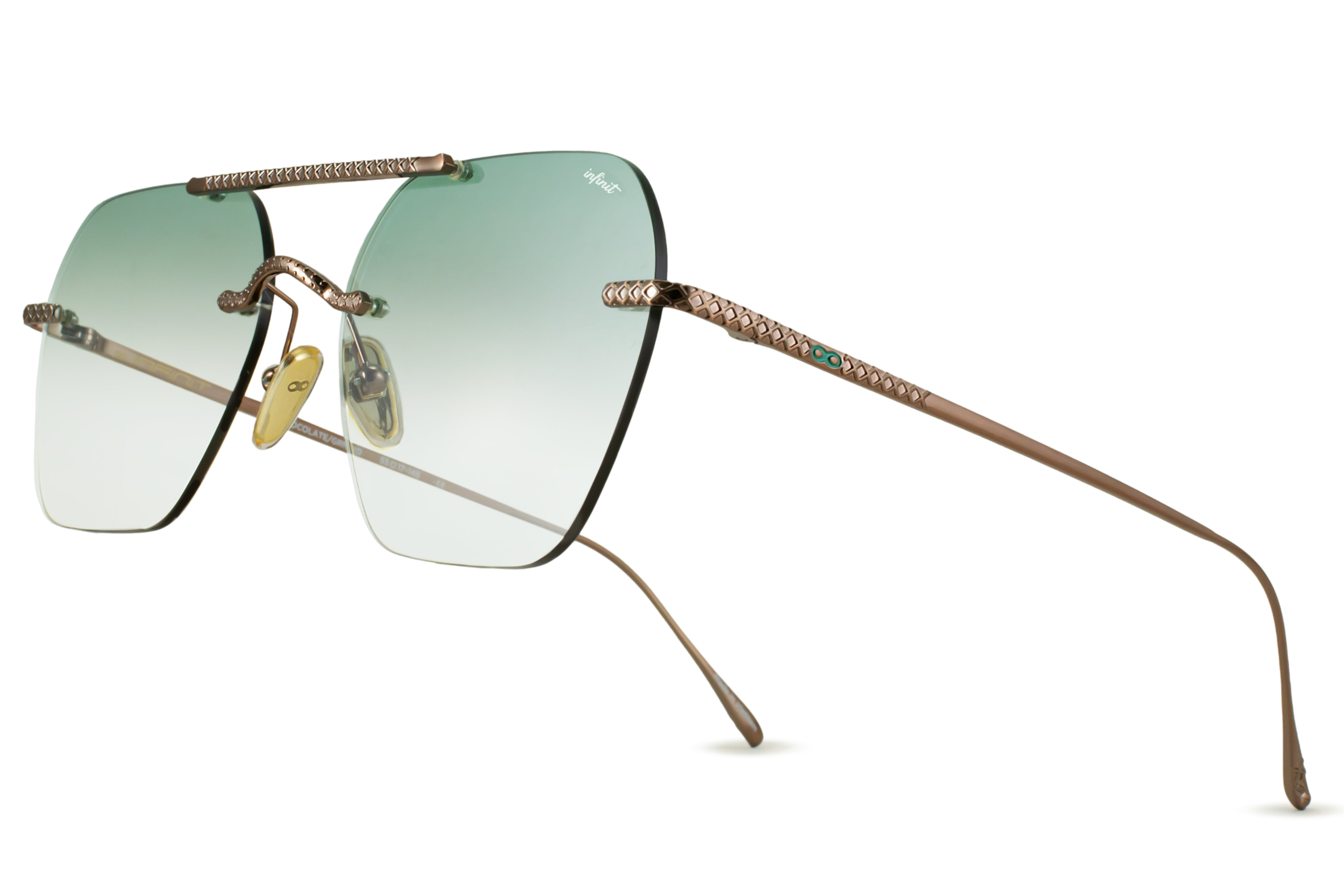 Lentes de Sol - Lyon Metal Premium Series - Chocolate - Lente Verde Degrade