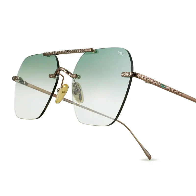 Lentes de Sol - Lyon Metal Premium Series - Chocolate - Lente Verde Degrade