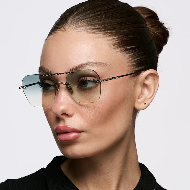 Lentes de Sol - Lyon Metal Premium Series - Chocolate - Lente Verde Degrade