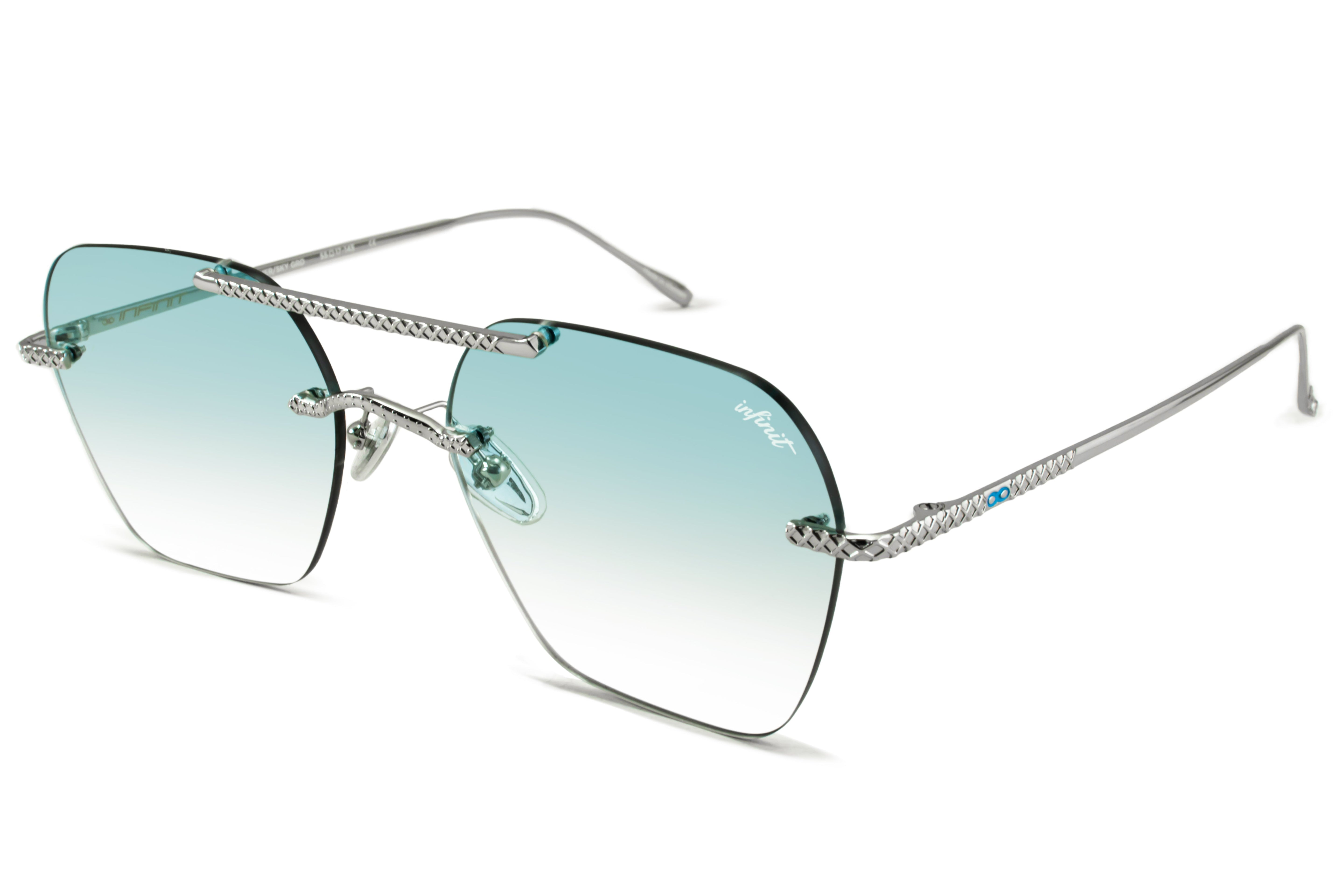 Lentes de Sol - Metal Premium Series - Lyon - Plateado - Lente Celeste Degrade