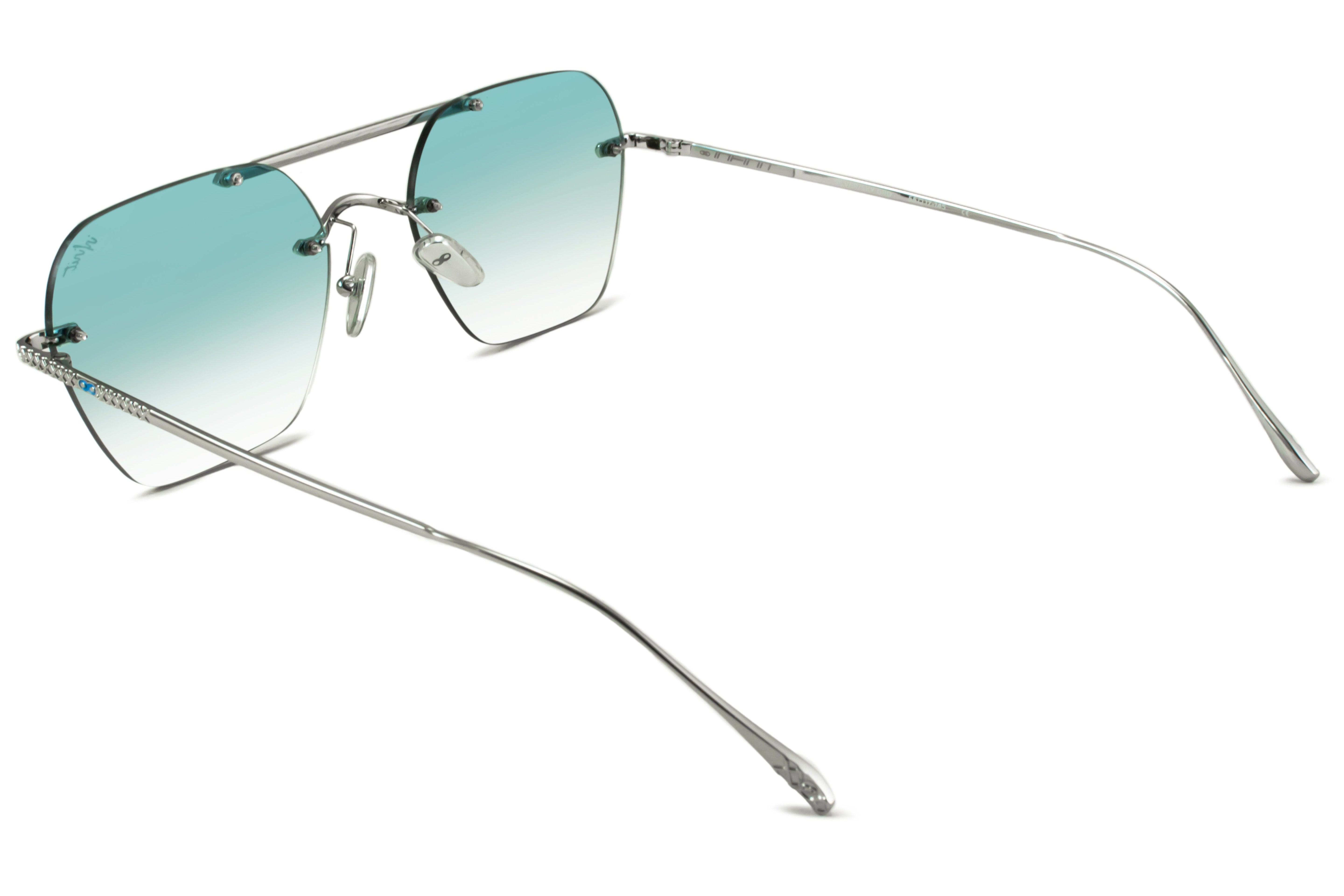 Lentes de Sol - Metal Premium Series - Lyon - Plateado - Lente Celeste Degrade