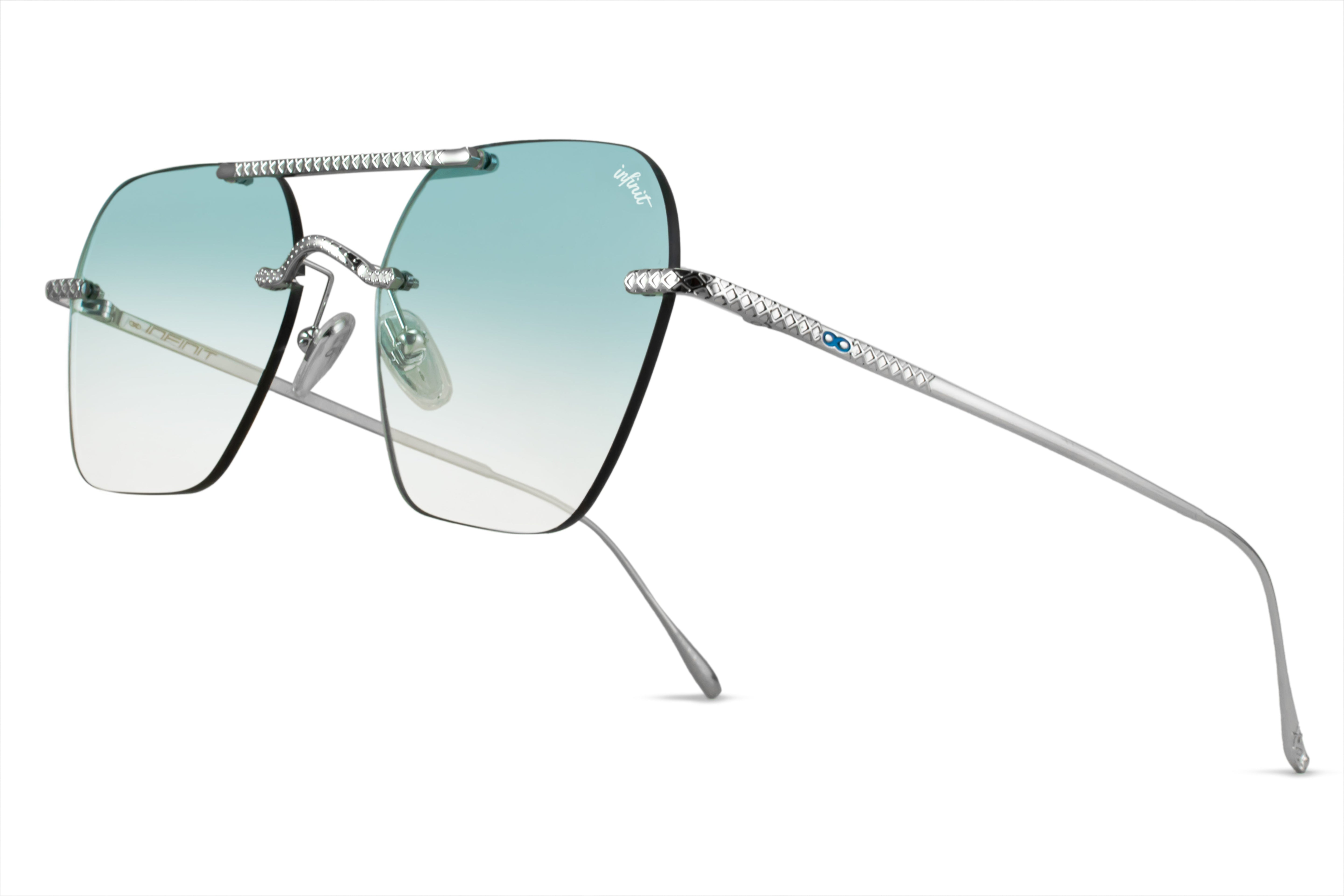 Lentes de Sol - Metal Premium Series - Lyon - Plateado - Lente Celeste Degrade