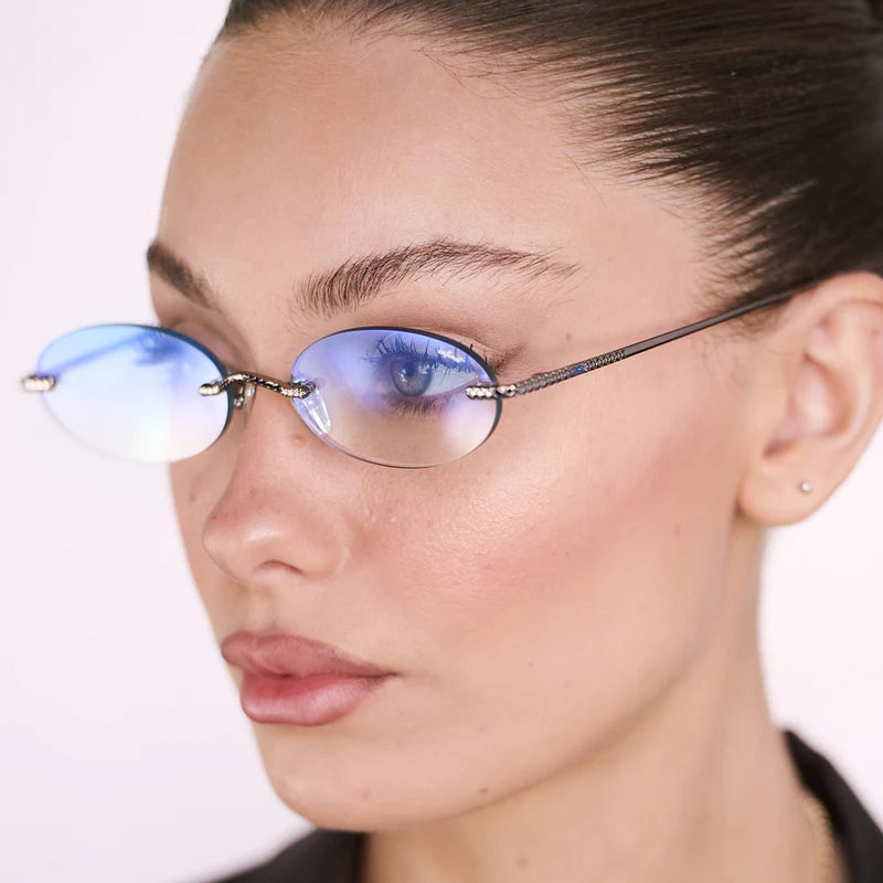 Lentes de Sol - Aero Quo - Gris - Lente Suave Espejada Azul Degrade