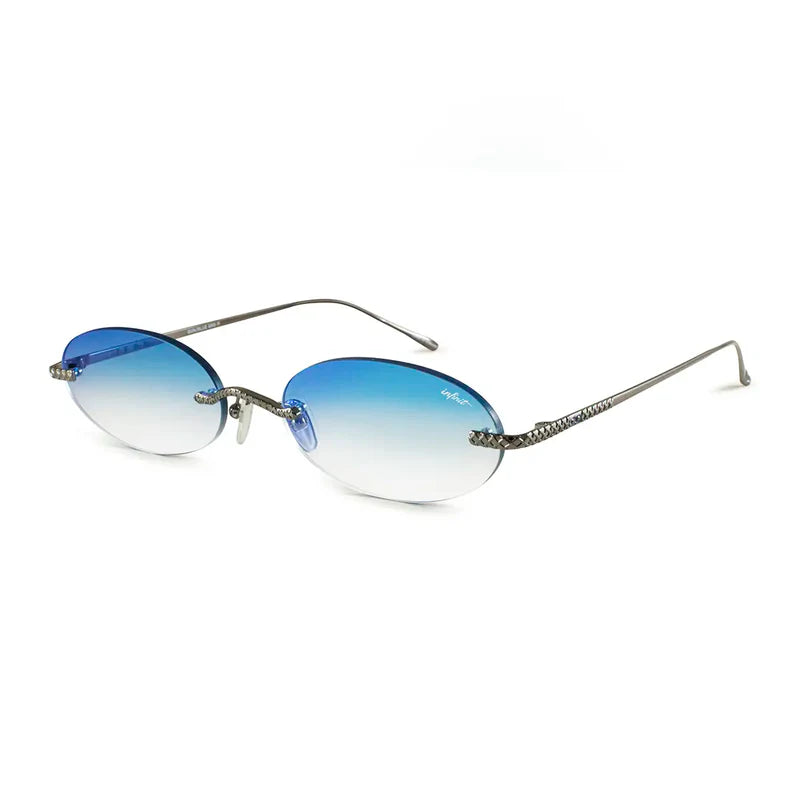 Lentes de Sol - Aero Quo - Gris - Lente Suave Espejada Azul Degrade