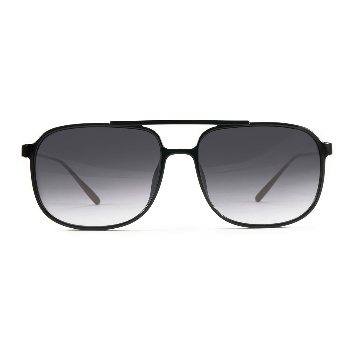 Lentes de Sol - Caravan - Metal Black Shiny - Lente gris degradado