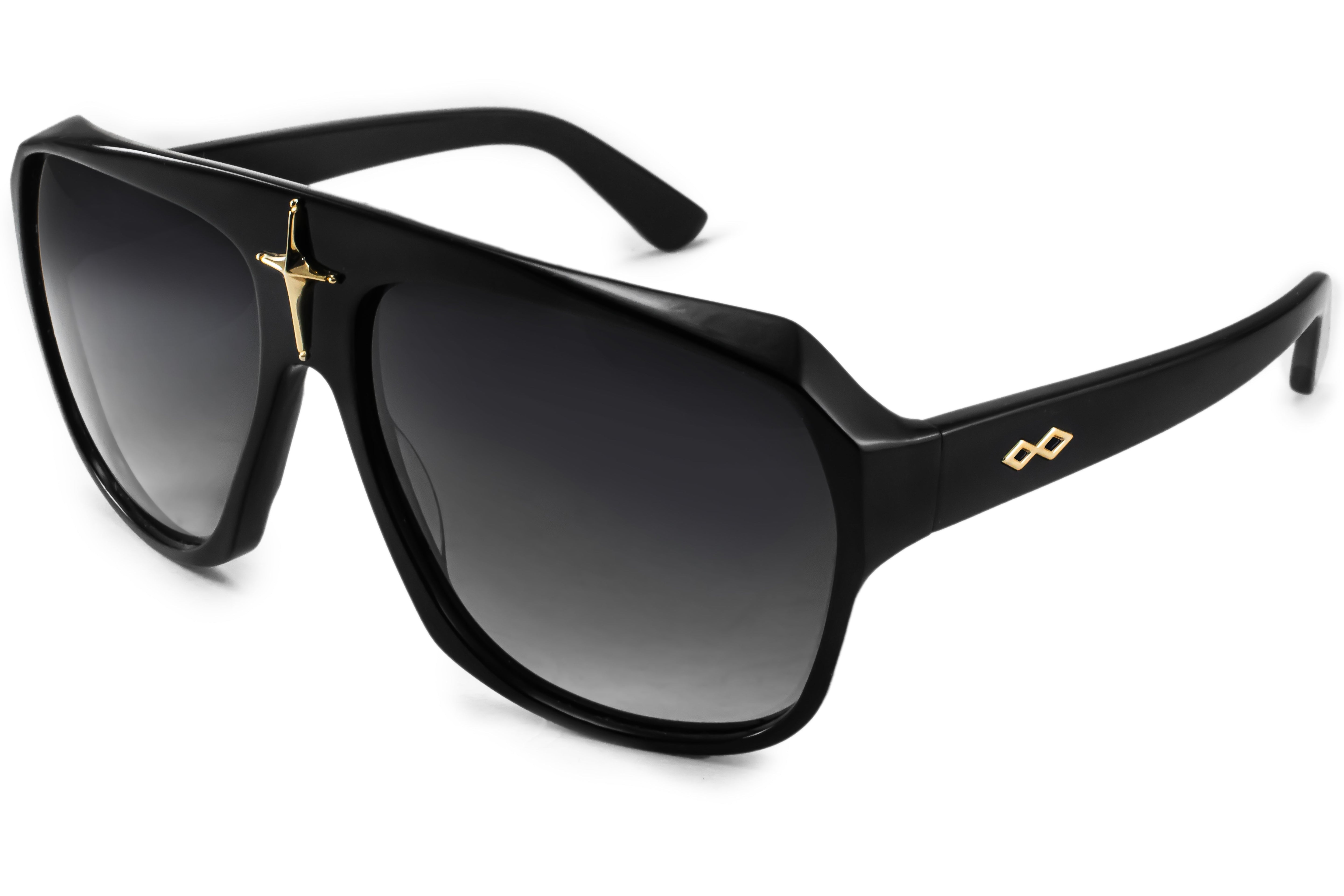 Lentes de Sol - CRUZ - Negro Brillo - Lente Gris Degrade