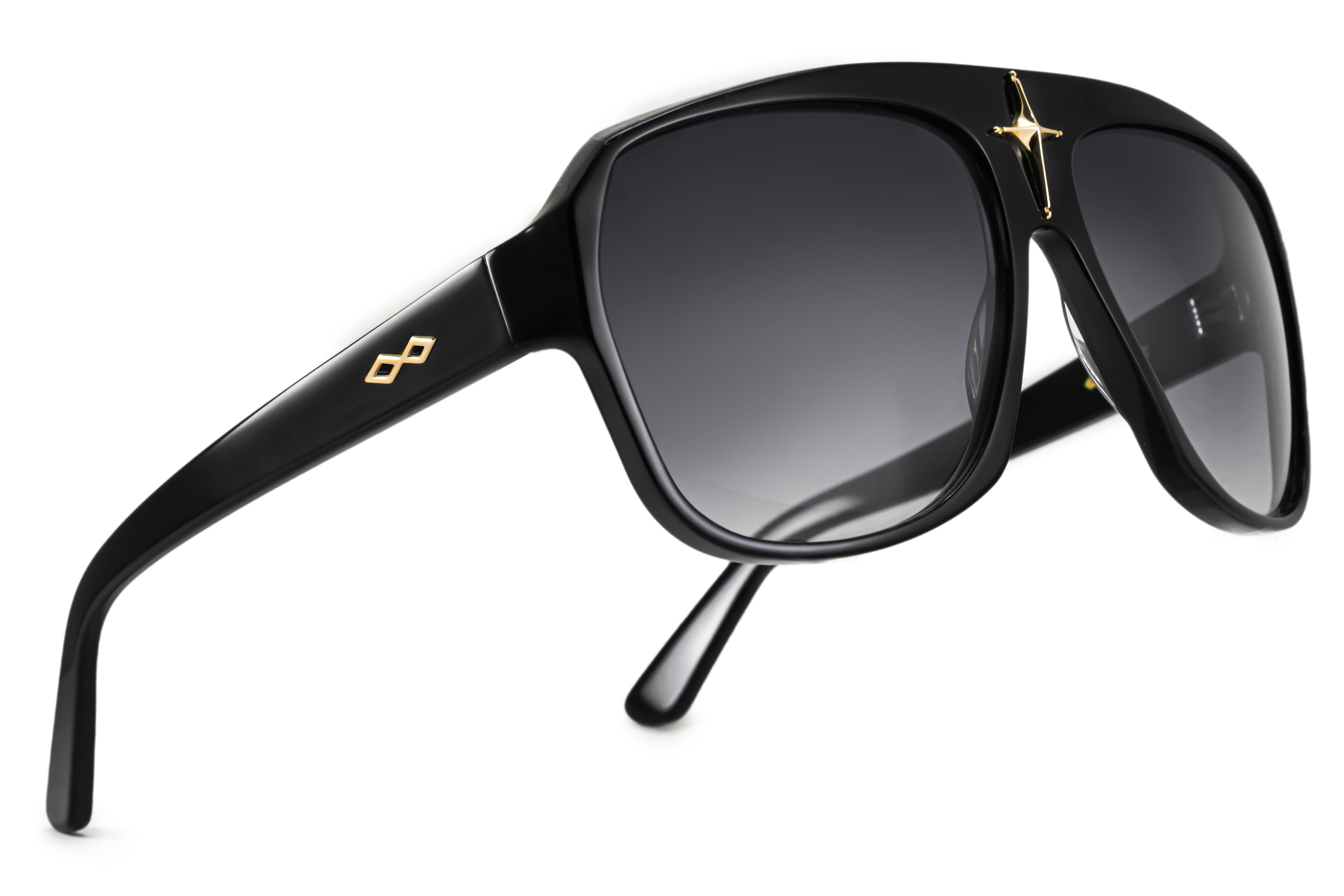 Lentes de Sol - CRUZ - Negro Brillo - Lente Gris Degrade