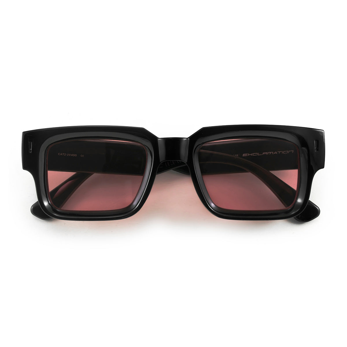 Lentes de sol - Exclamation - Negro Brillo - Lente Rosa