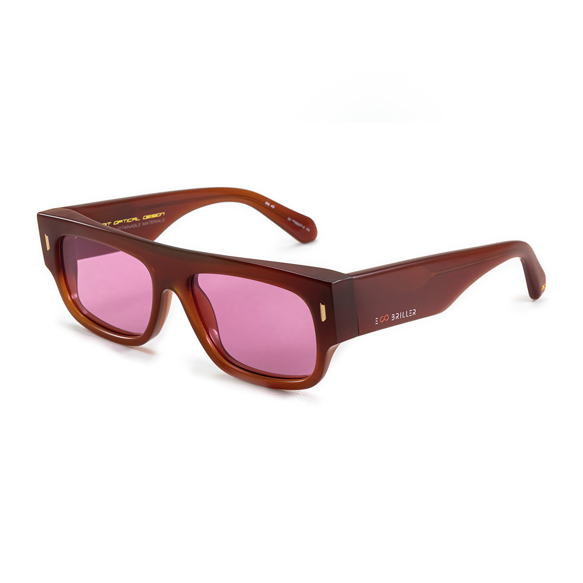 Lentes de Sol - Glasgow Eco Briller - Marrón - Lente rosa
