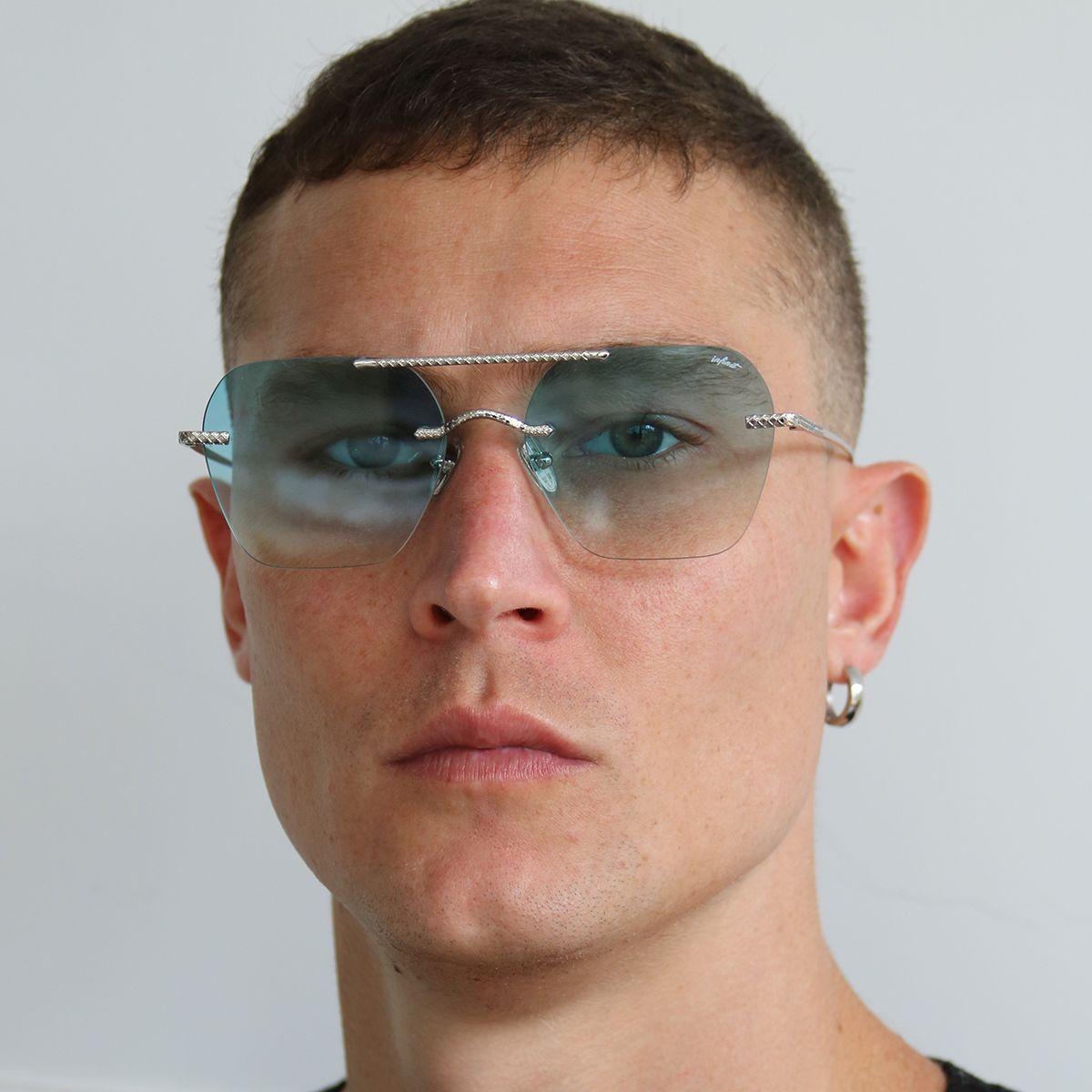 Lentes de Sol - Metal Premium Series - Lyon - Plateado - Lente Celeste Degrade