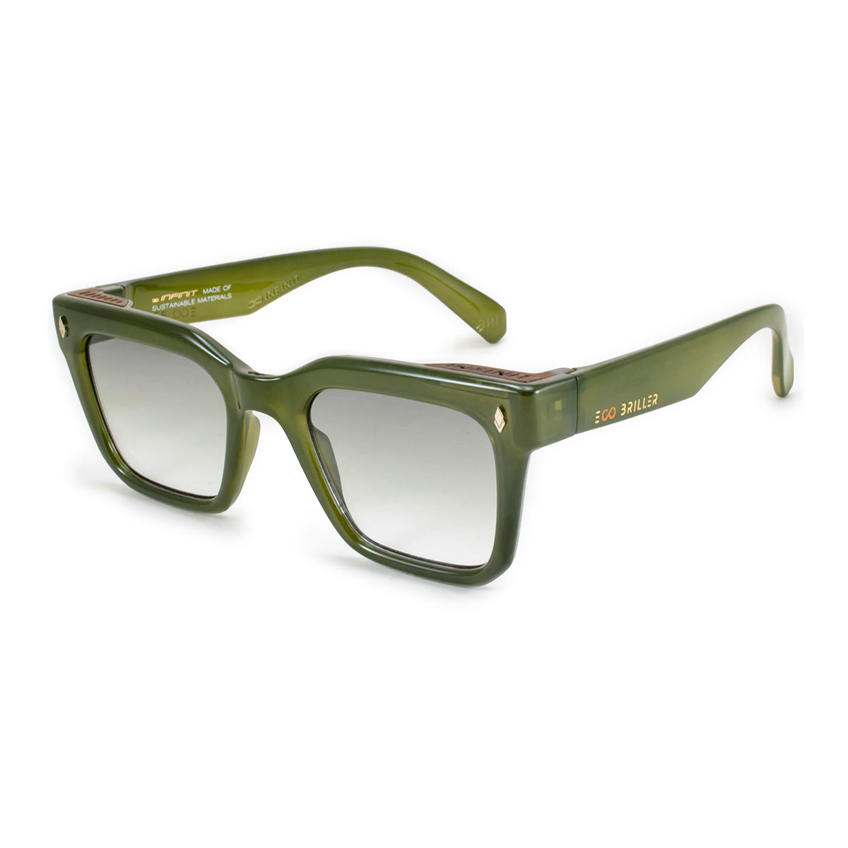Lentes de Sol - Jacobs Eco Briller - Olive - Lente verde degradado