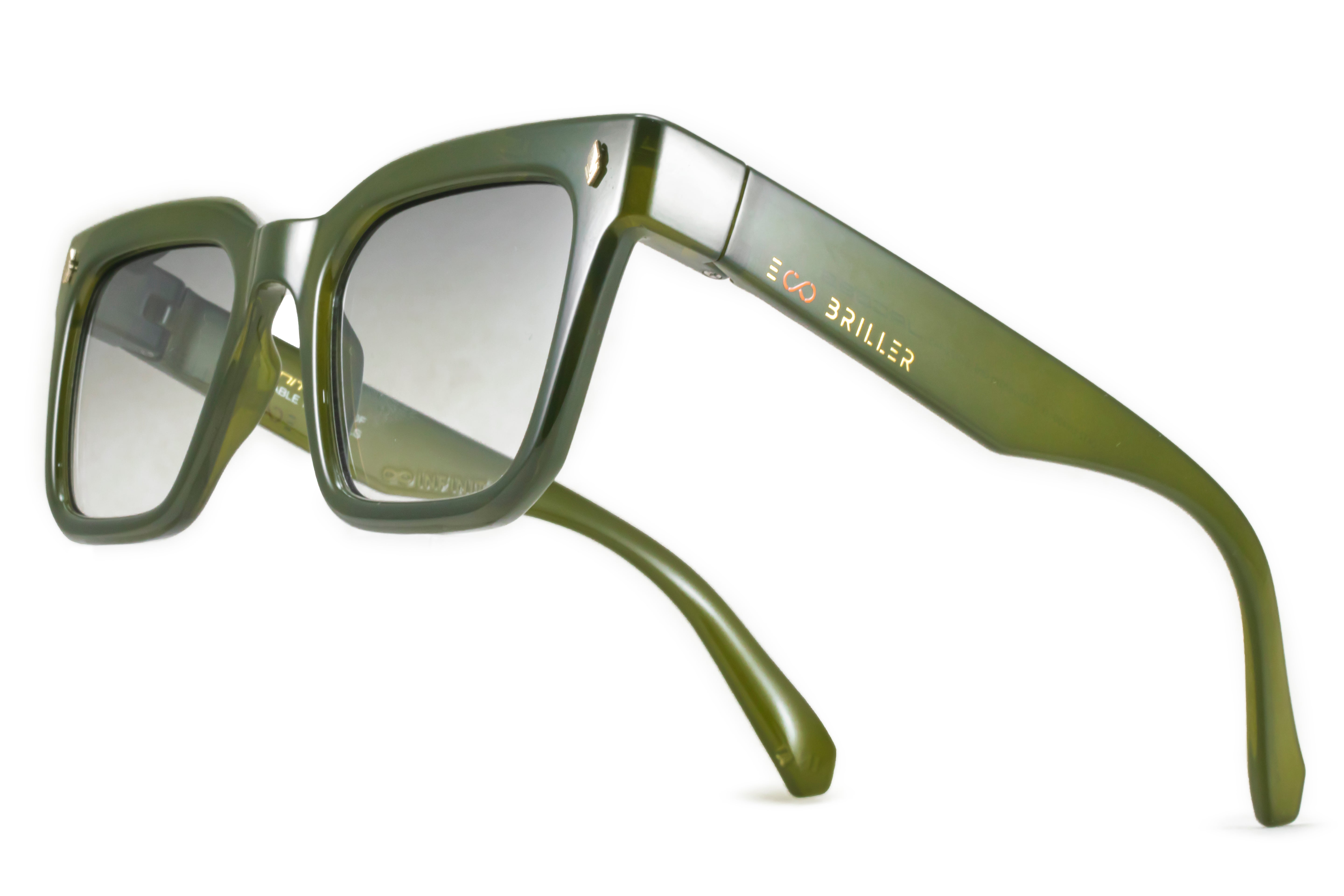 Lentes de Sol - Jacobs Eco Briller - Olive - Lente verde degradado
