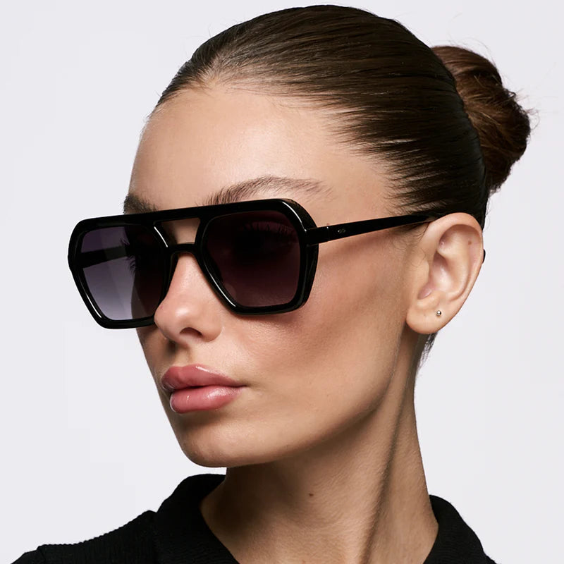 Lentes de Sol - Lyon - Black Shiny - Lente gris degradado