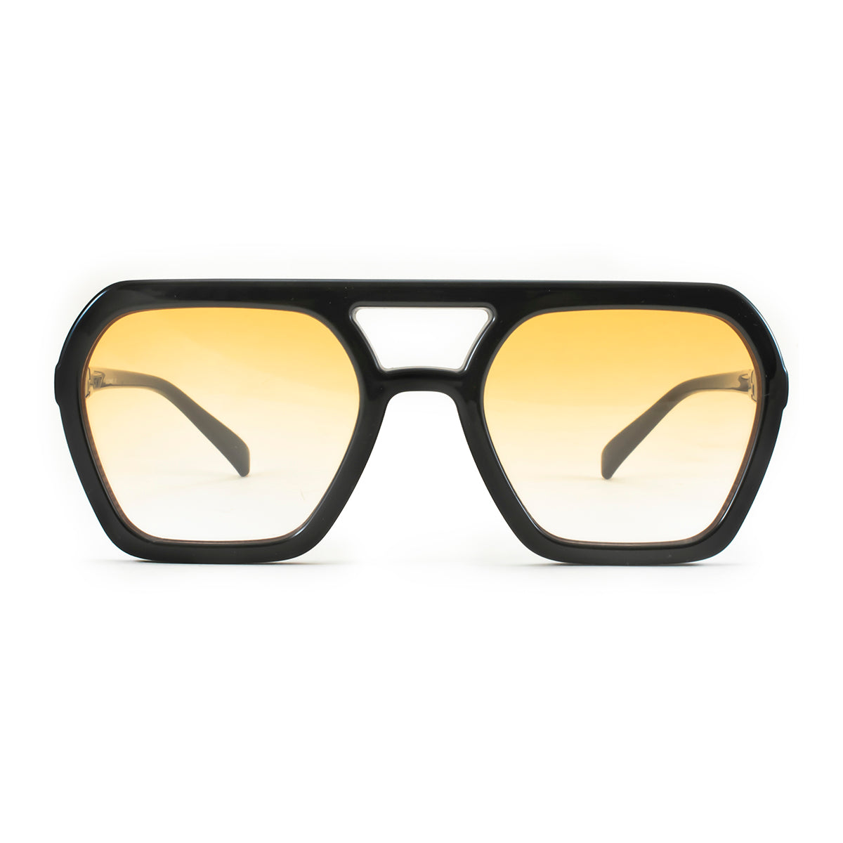 Lentes de Sol - Lyon - Black Shiny - Lente Degradada Naranja