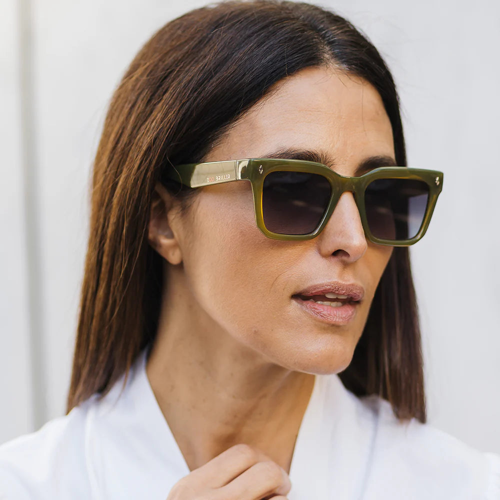 Lentes de Sol - Jacobs Eco Briller - Milky Brown - Lente verde degradado