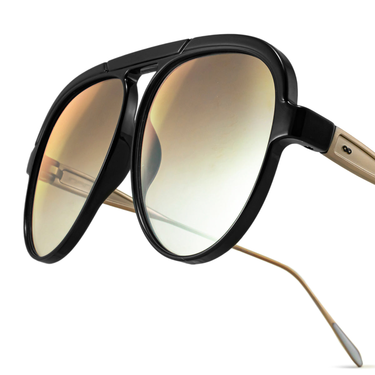 Lentes de Sol - Paris - Metal Black Shiny - Lente marrón dorado