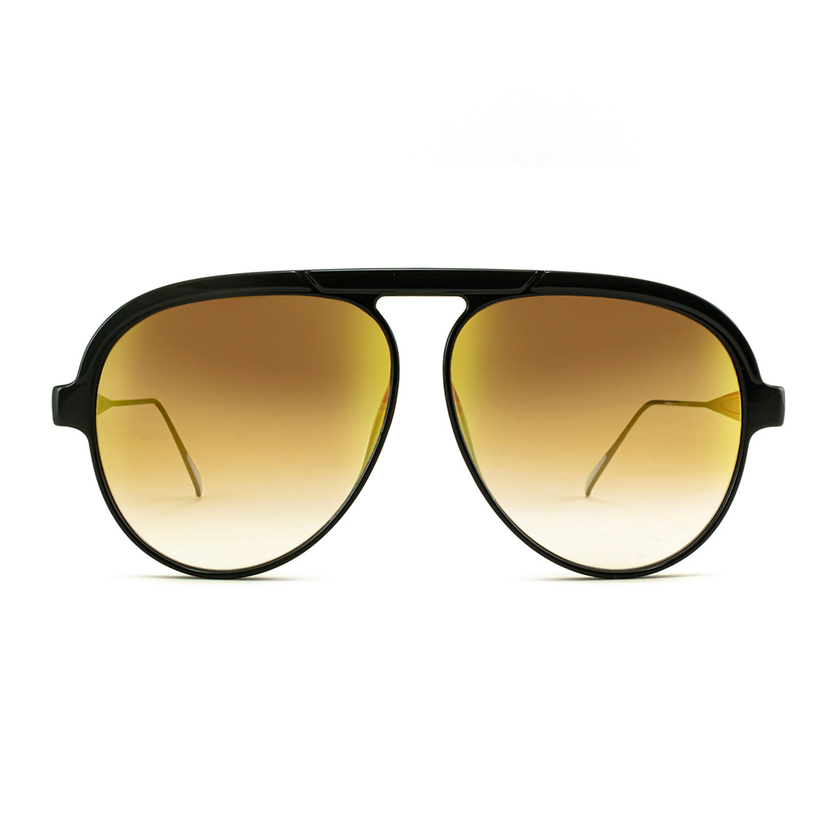 Lentes de Sol - Paris - Metal Black Shiny - Lente marrón dorado