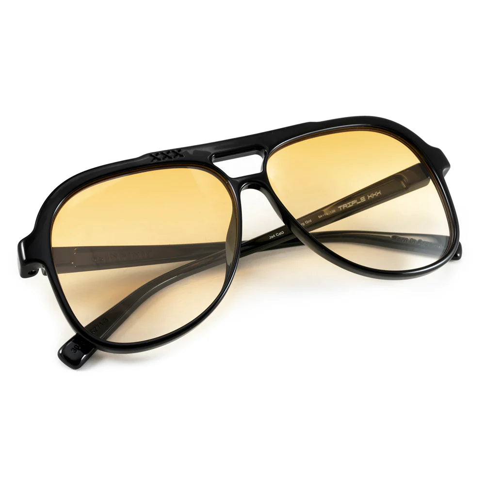 Lentes de Sol - Triple XXX - Black Shiny - Lente amarilla