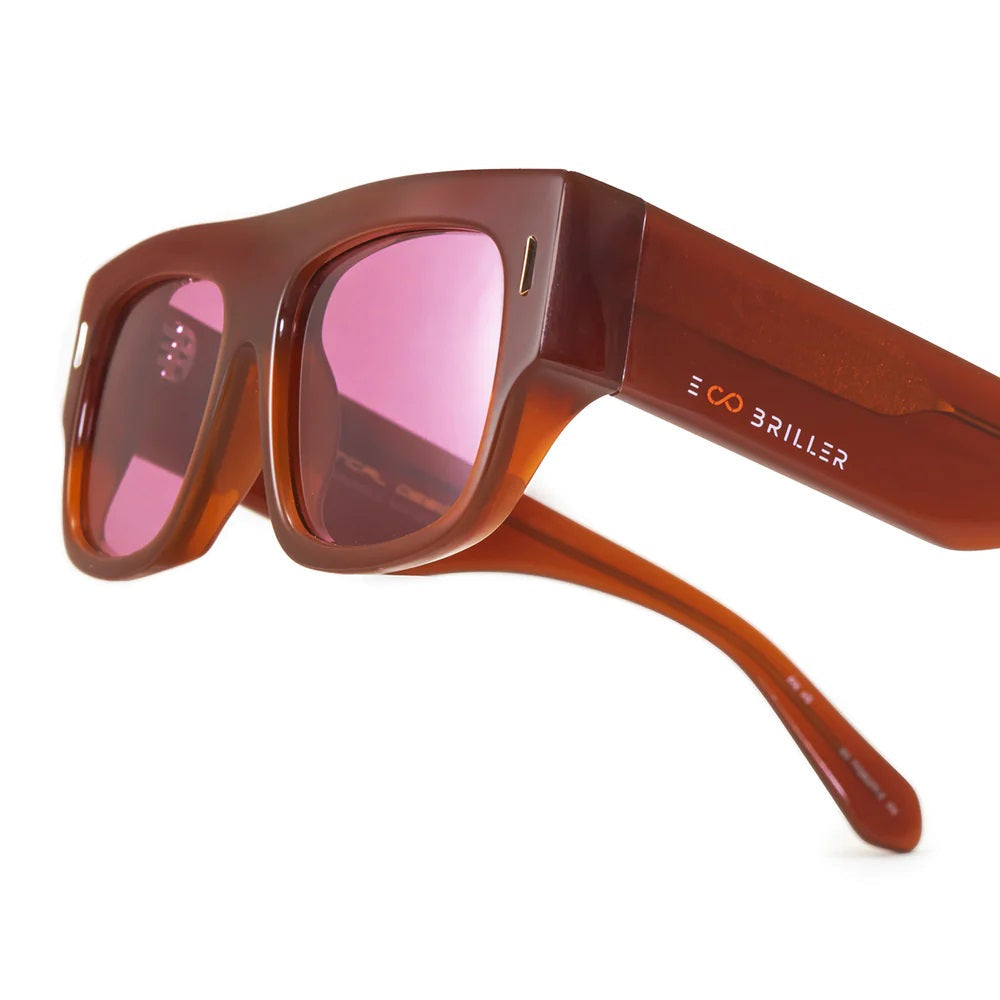 Lentes de Sol - Glasgow Eco Briller - Marrón - Lente rosa