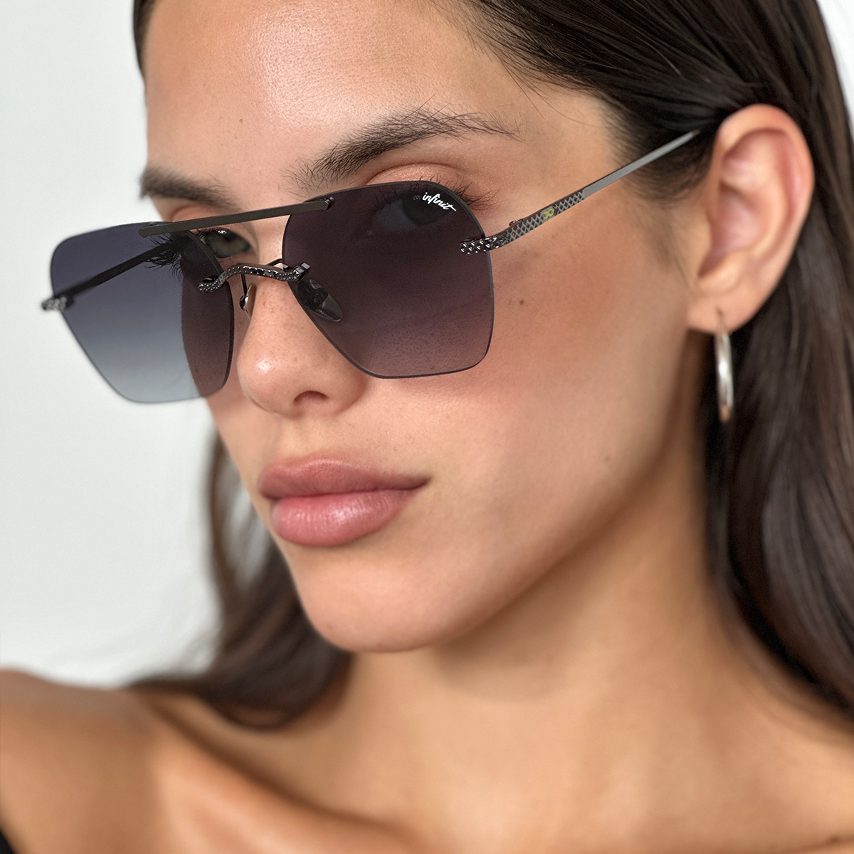 Anteojos De Sol - Lyon Metal Premium Series - Gris - Lente Gris Degrade