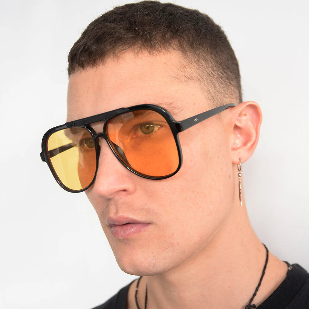 Lentes de Sol - Triple XXX - Black Shiny - Lente amarilla