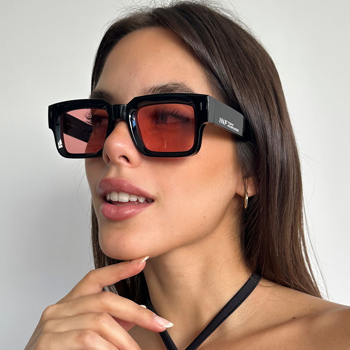 Lentes de sol - Exclamation - Negro Brillo - Lente Rosa