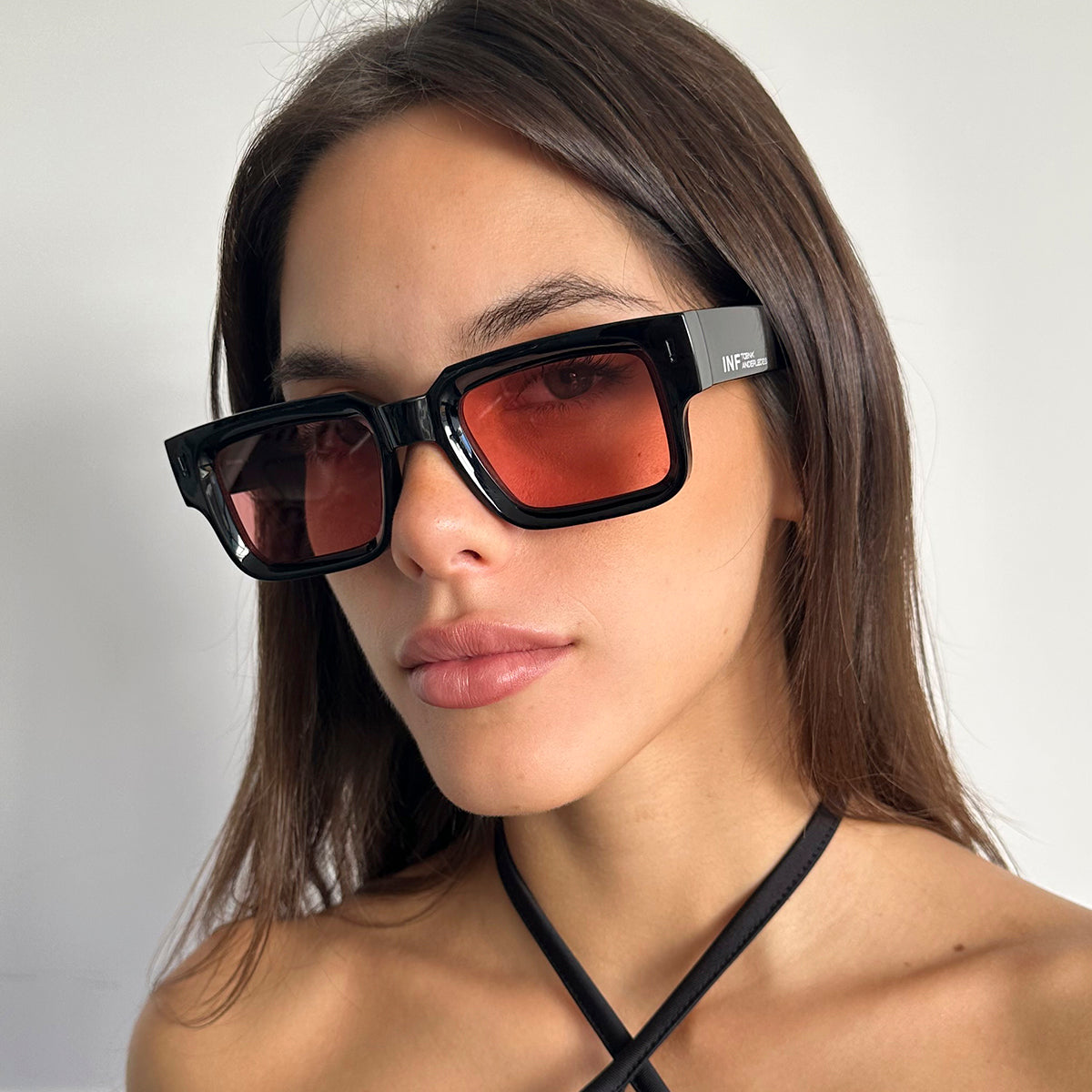 Lentes de sol - Exclamation - Negro Brillo - Lente Rosa