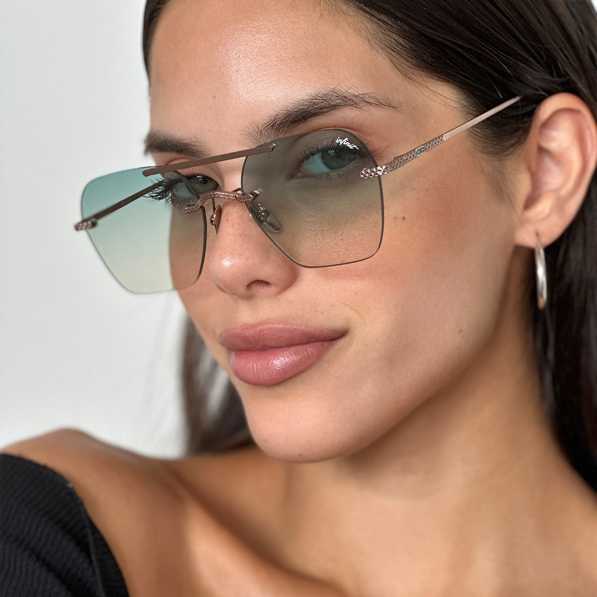 Lentes de Sol - Lyon Metal Premium Series - Chocolate - Lente Verde Degrade