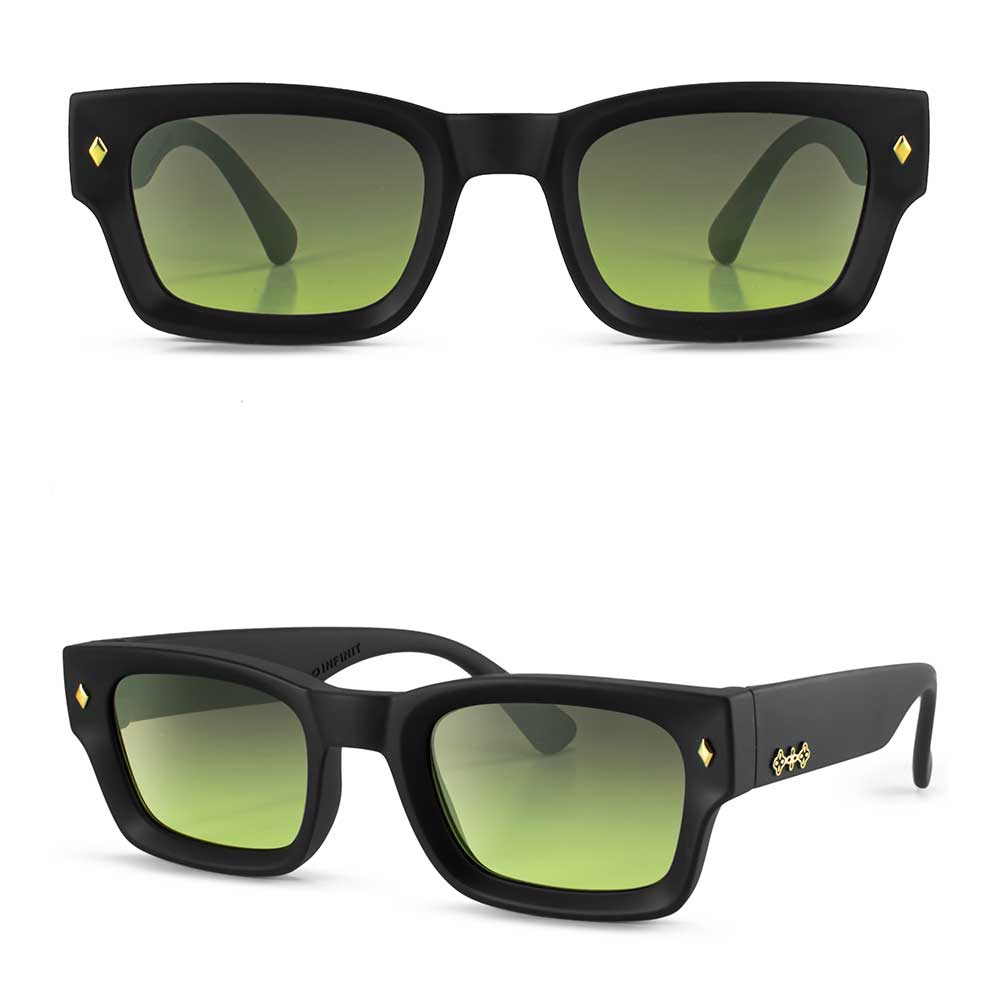 Lentes de Sol - Admiration Negro Mate Lente Verde Musgo Degrade