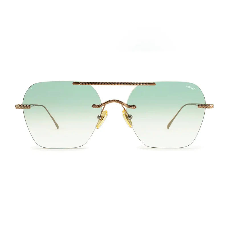 Lentes de Sol - Lyon Metal Premium Series - Chocolate - Lente Verde Degrade