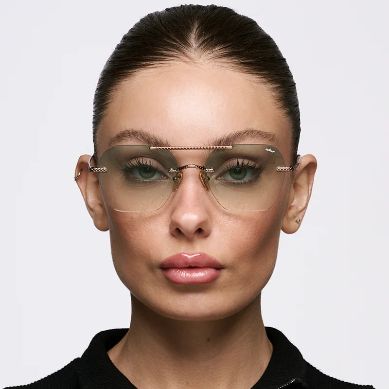 Lentes de Sol - Lyon Metal Premium Series - Chocolate - Lente Verde Degrade