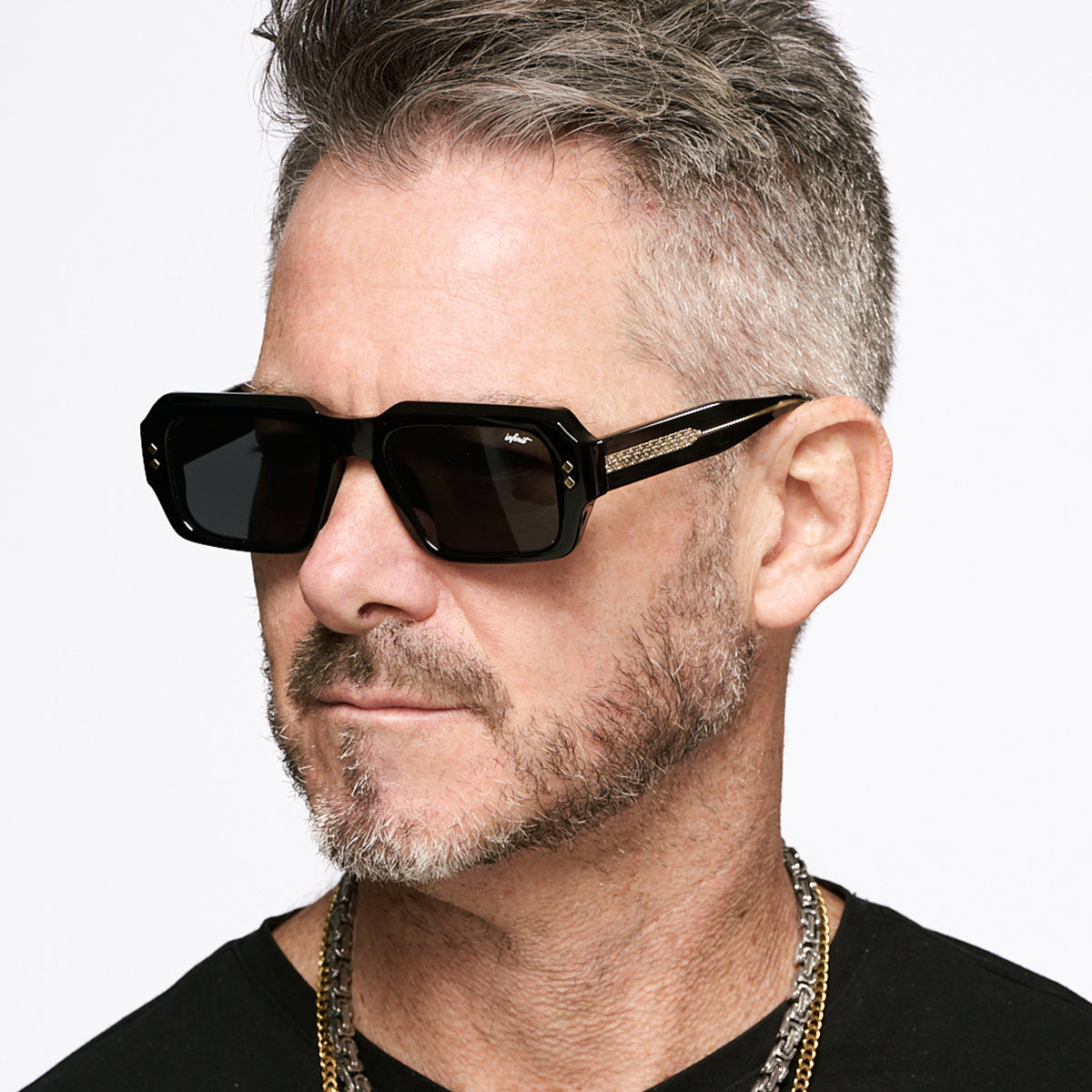 Lentes de Sol - Houston Negro Brillo Lente Gris