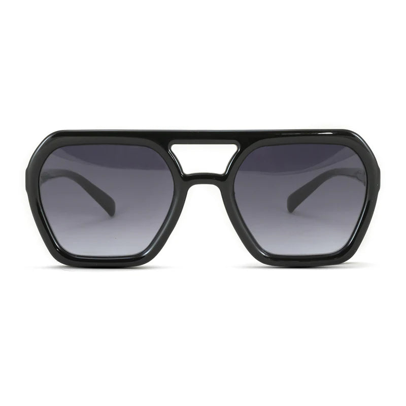 Lentes de Sol - Lyon - Black Shiny - Lente gris degradado