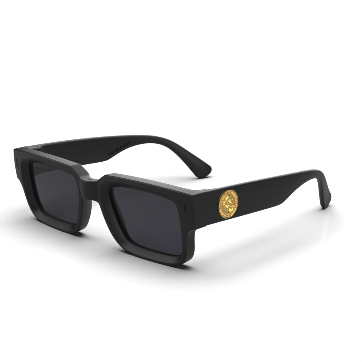 Lentes de Sol - Infinit Luxury Series - Exclamation - Negro Mate - Lente Gris Uroboro Metal